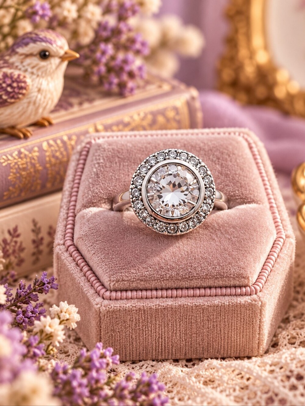 Lia Sophia  Silver Halo Ring Size 8